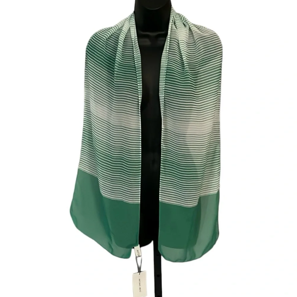 NEW Antonio Miro Green and White Stripes Scarf NWT